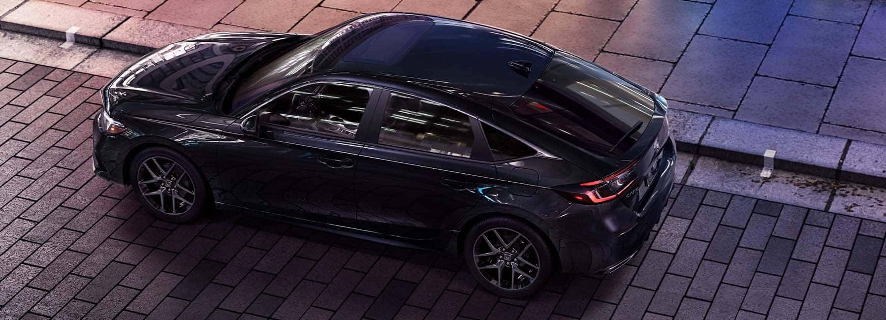 Overhead shot of a black 2022 Honda Civic