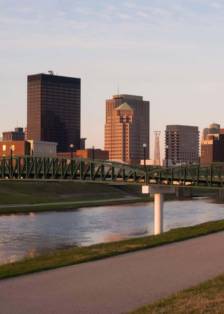 View looking across the river to downtown Dayton