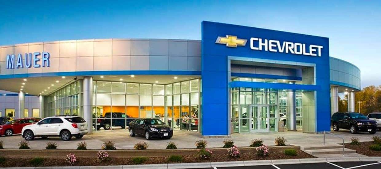 Mauer Chevrolet Dealership at dusk