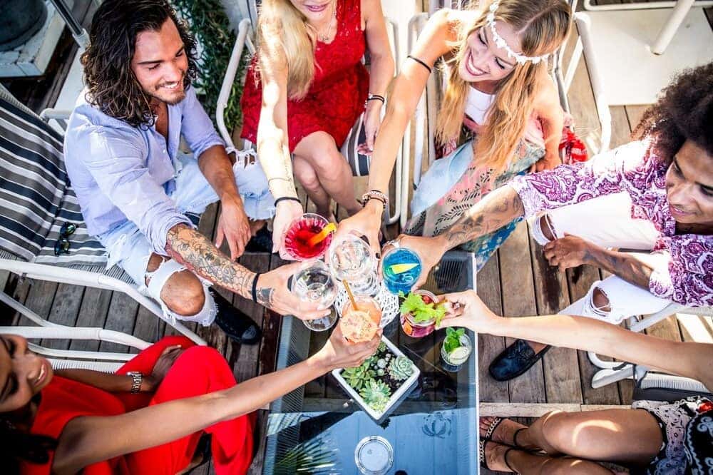 Friends Enjoying Drinks Together