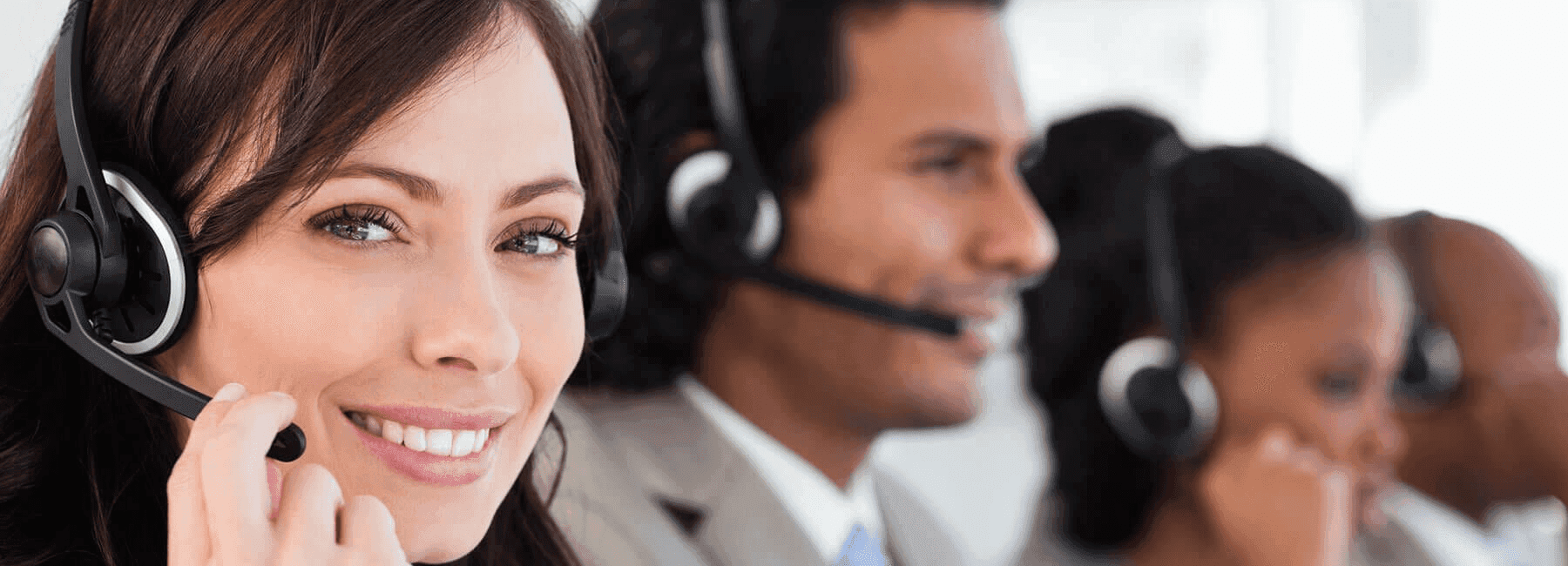 Customer service reps on headsets