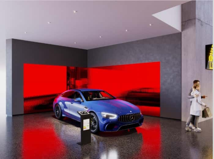 Blue MB in showroom