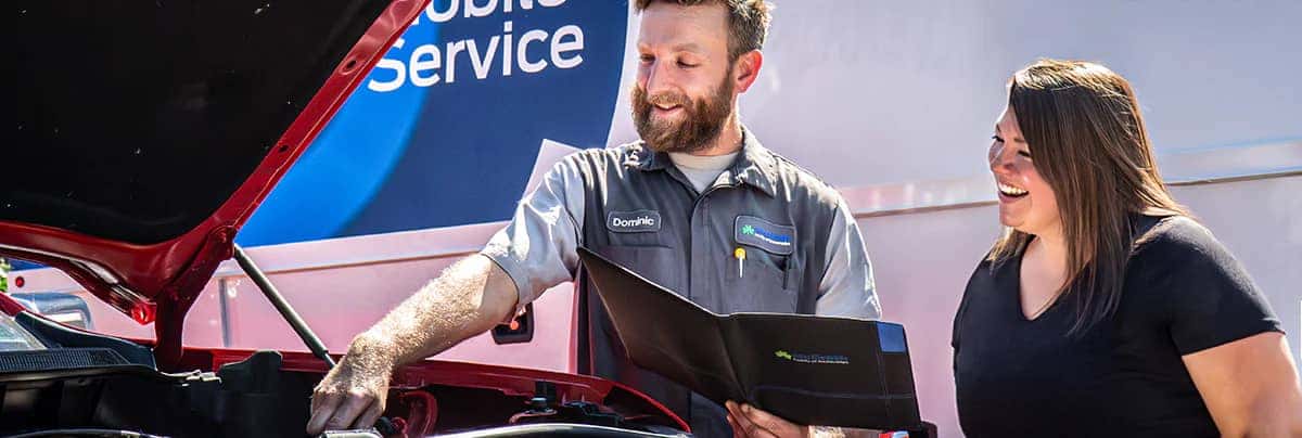 Mobile Service technician pointing