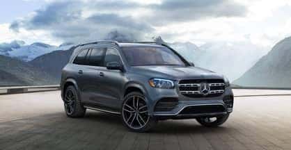 2023 Mercedes GLS in front of mountains