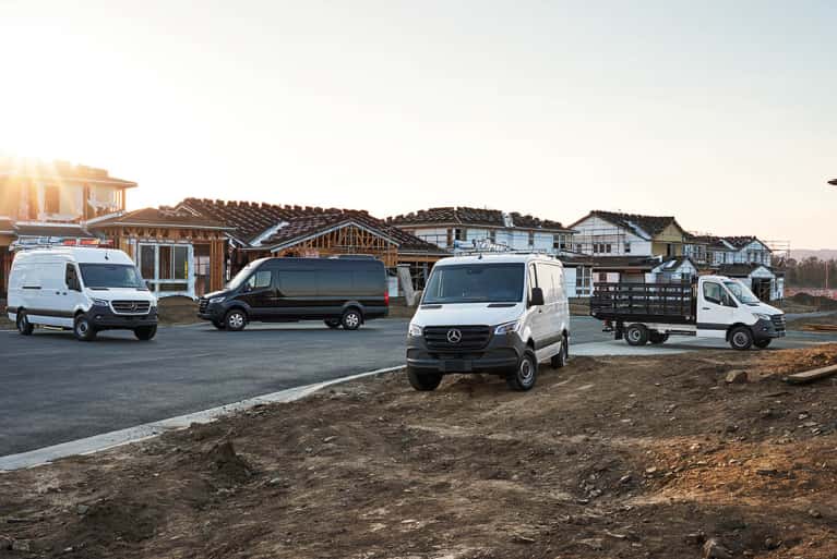 2023-Mercedes-Benz-commercial-vehicles-parked-around-a-neighborhood-mobile