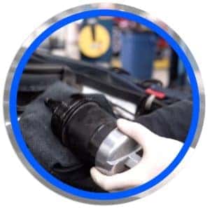 technician holding filter