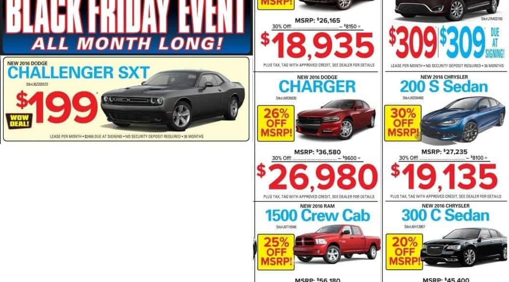 Miami Lakes Chrysler Dodge Ram Jeep Black Friday Specials