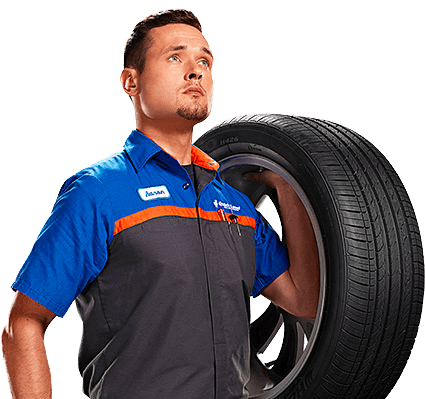 Mechanic with tire