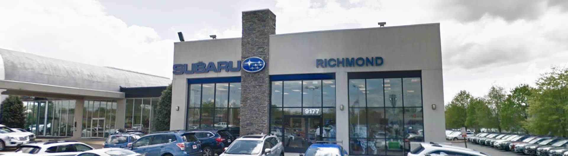 An exterior view of the top of Moore Subaru Dealership Richmond Building