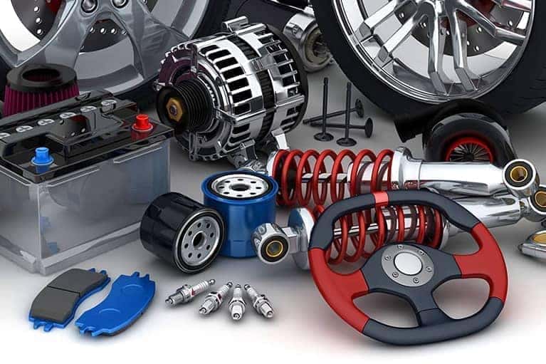 display of auto parts