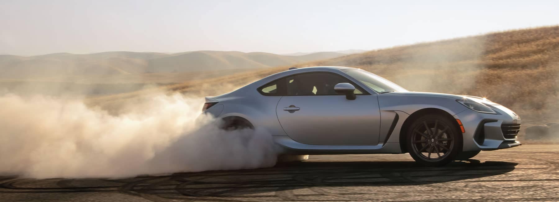 BRZ- sideview- driving in desert-silver