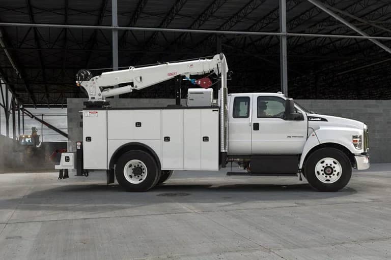 2021 Ford F-650 - F-750 with an upfit kit and crane on top