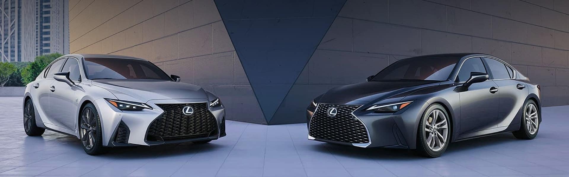 Two Lexus cars facing each other
