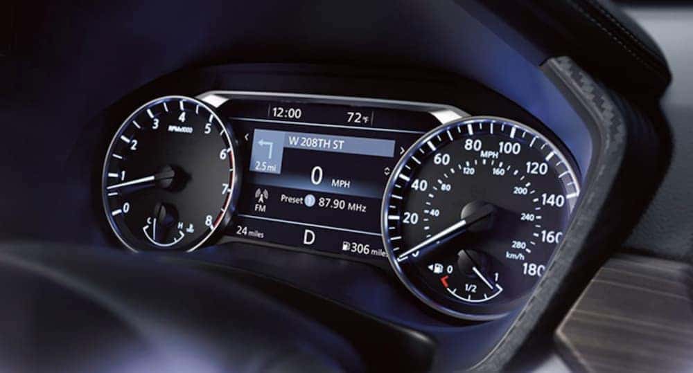 The gauge cluster is shown in a 2020 Nissan Altima.