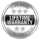 five star lifetime warranty badge