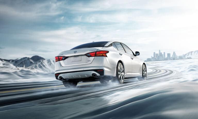 2020 Nissan Altima driving in the snow