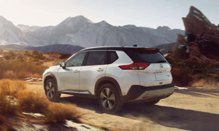 2021 Nissan Rogue driving in the desert