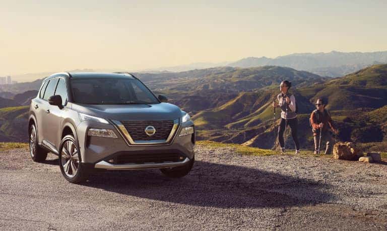 2021 nissan Rogue parked in the mountains