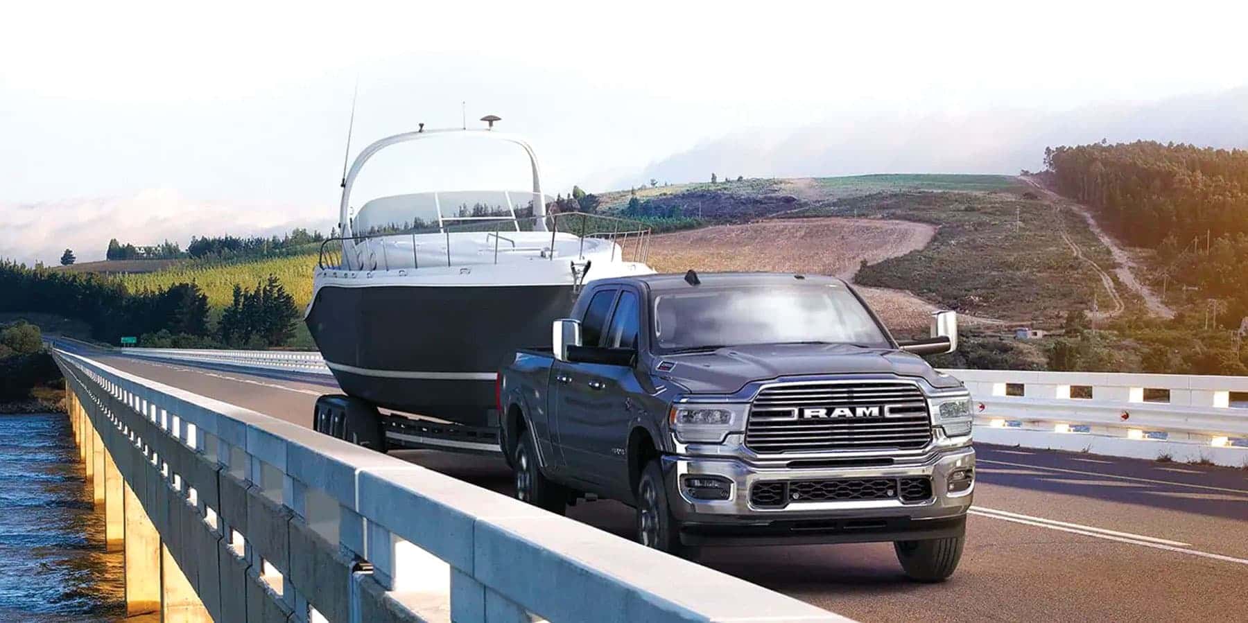 Ram truck towing boat