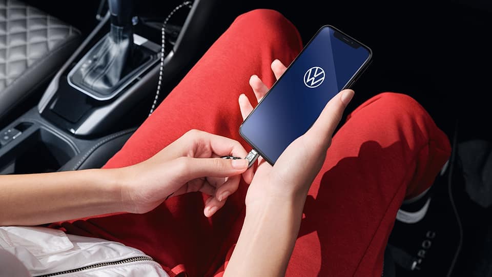 VW app on smartphone