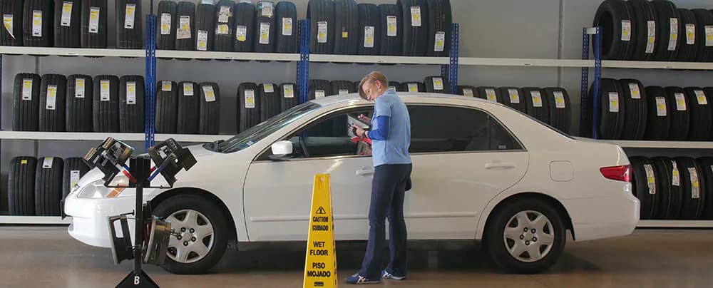 service technician review a vehicle