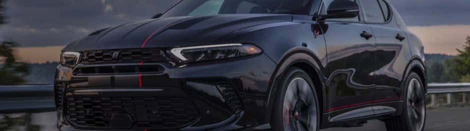 Black dodge parked