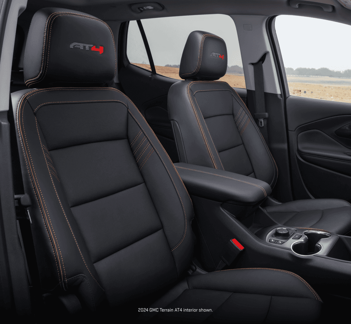 Black interior in a 2024 GMC Terrain SLT.