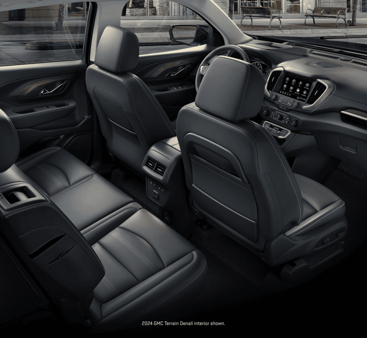 The black interior in a 2024 GMC Terrain AT4.