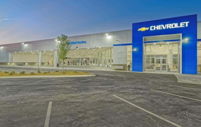 External view of a Chevrolet dealership