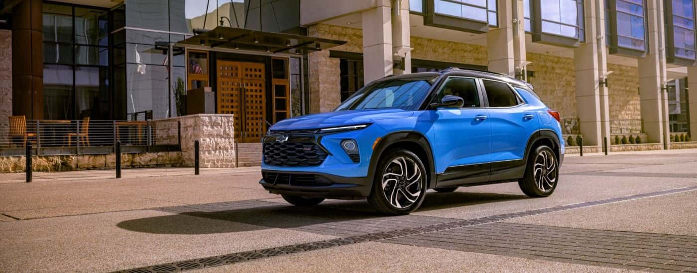 A blue 2024 Chevy Trailblazer RS from a dealer with used cars for sale near Katy