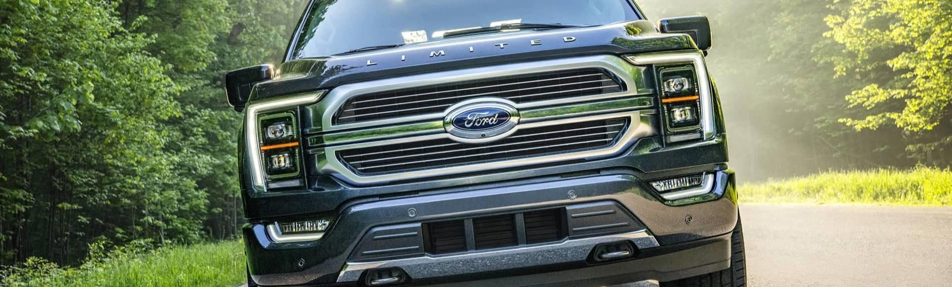 Ford truck front with grill.