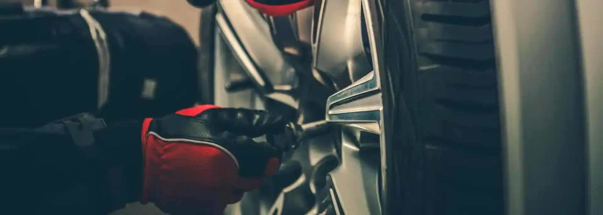 Mechanic removing a tire