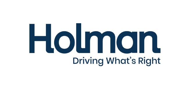 Holman logo with Driving What's Right tagline
