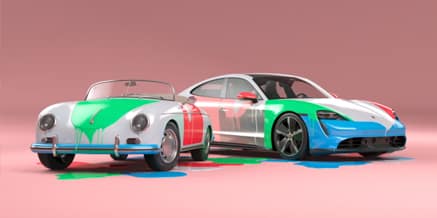 Two custom painted Porsches