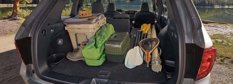An open cargo trunk of a 2022 Honda Passport