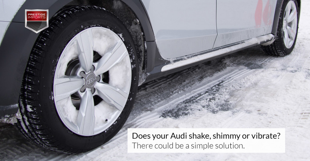 Photo of snow packed wheels on an Audi allroad. Used to illustrate the article "Does your Audi shake, shimmy or vibrate? There could be a simple solution."