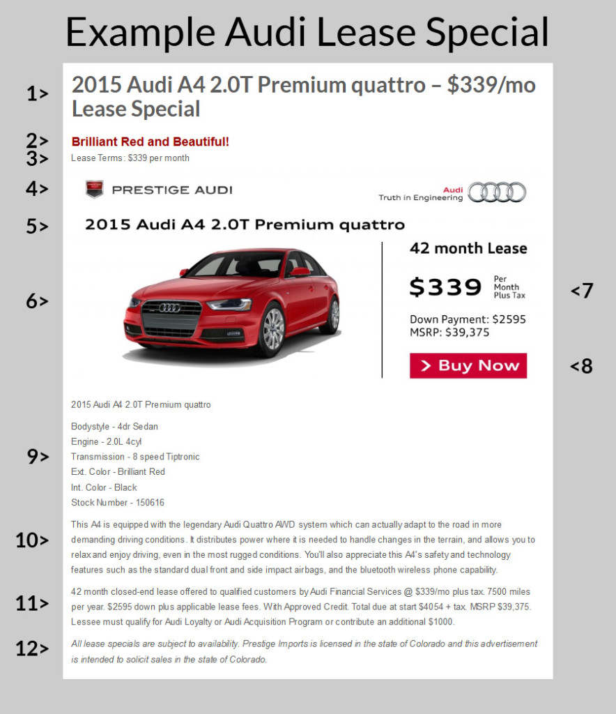 Sample Audi Lease Special