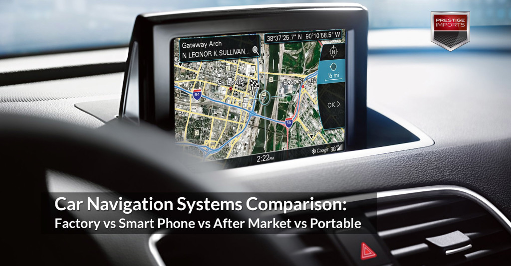 Close-up view of the MMI Scren in an Audi vehicle. Image used to illustrate the article - Car Navigation Systems Comparison: Factory vs Smart Phone vs After Market vs Portable.