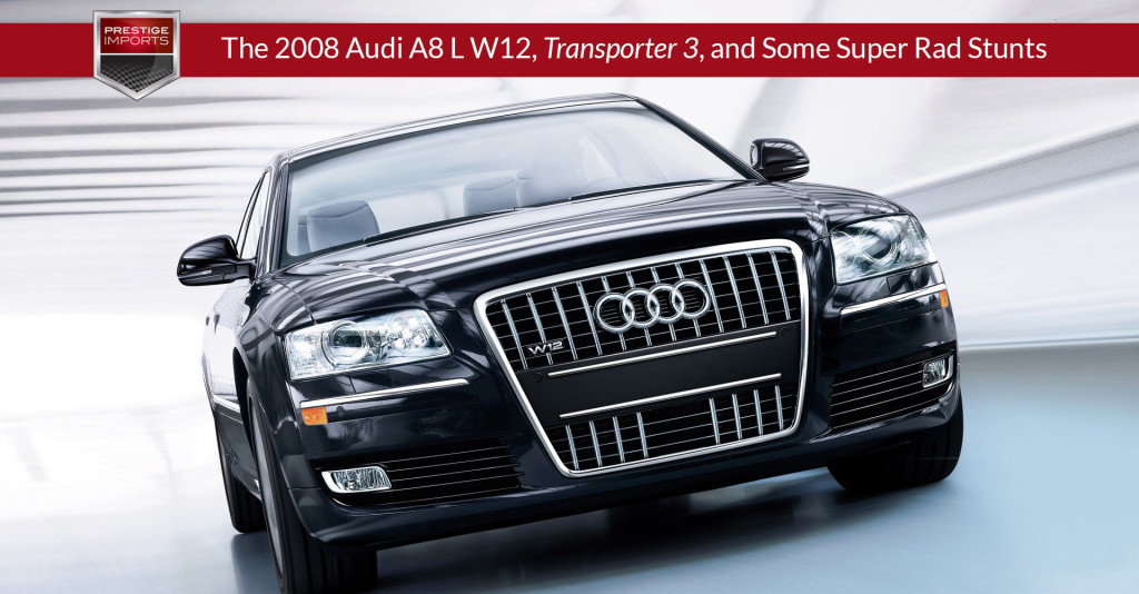 Photo of a Black 2008 Audi A8 L W12. Used to illustrate the article "The Audi A8, Transporter 3, and Some Super Rad Stunts".