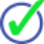 Green checkmark inside blue circle