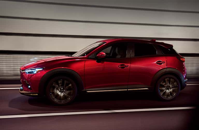 side view of red 2019 Mazda CX-3