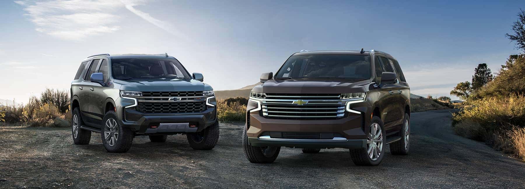 2021 Chevrolet Suburbans parked side-by-sid