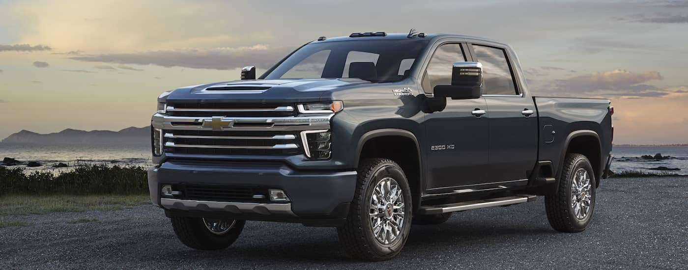 A blue 2020 Chevy Silverado 2500HD from a local Chevy dealer in PA is shown