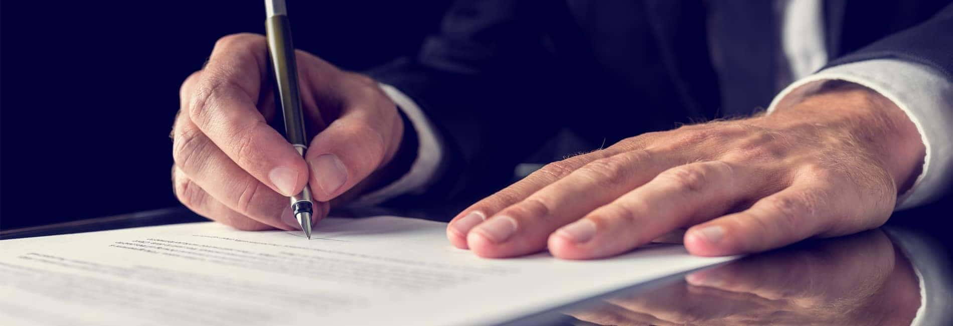 Hand signing contract