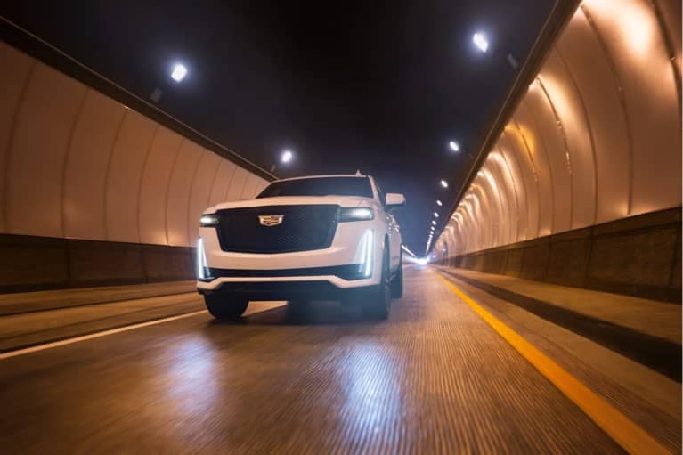 2021 Cadillac Escalade driving through tunnel mobile