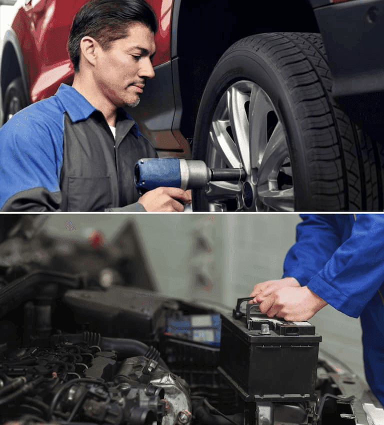Tire change and battery change