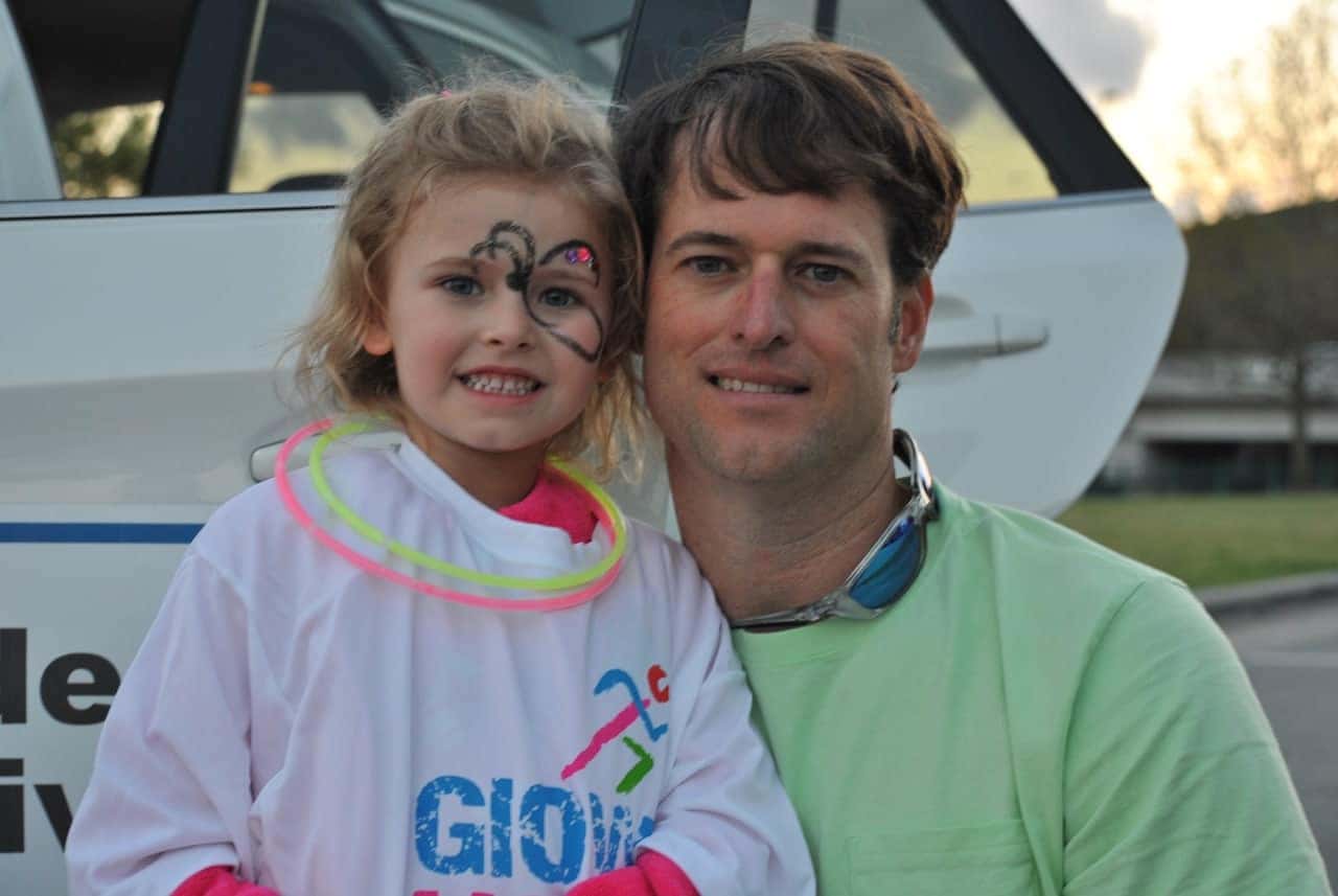 Owner Dustin Tyson and his daughter Ava at the Great Glow Run 5k