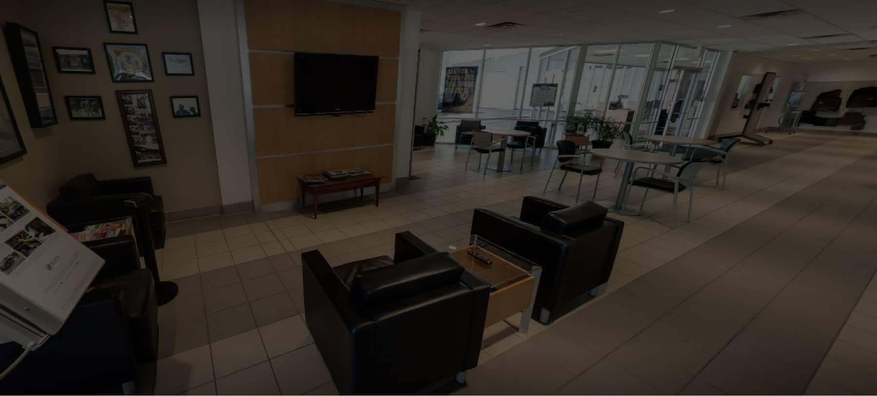 An interior shot of service center lounge area
