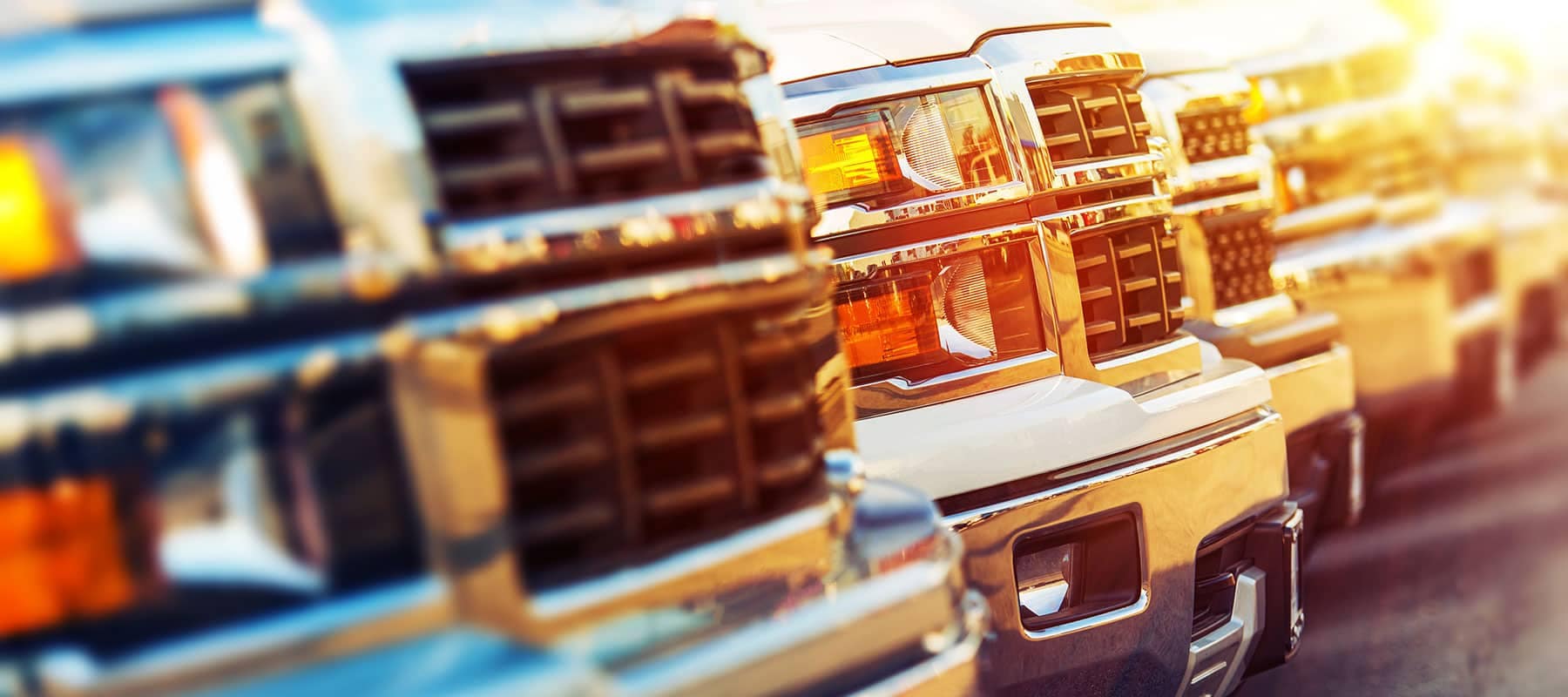 truck grills all lined in a row