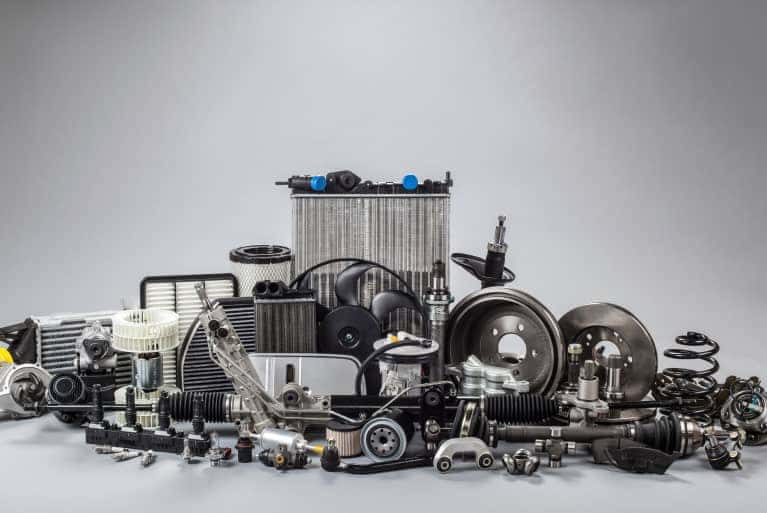 Parts on a grey background